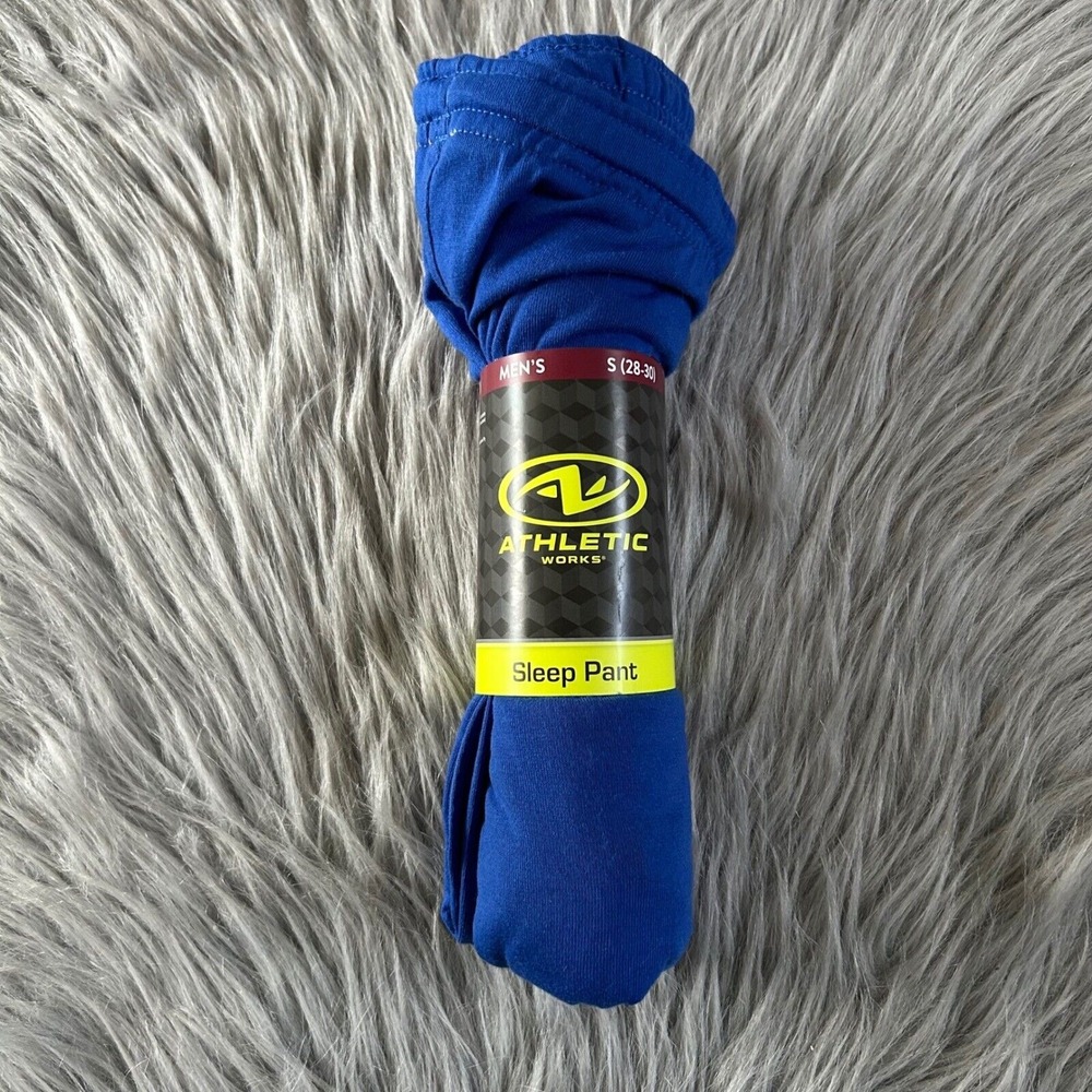 Athletic Works Pajama Sleep Pants Mens Size Small (28-30)‎ Blue Drawstring